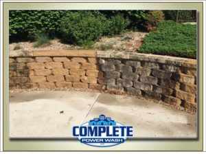 pressure washed retaining walls