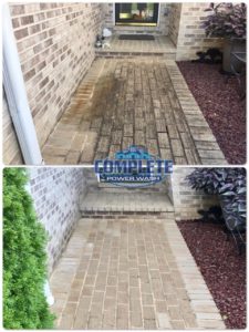 Brick cleaning before and after cleaning by Complete Power Wash in Hagerstown, MD