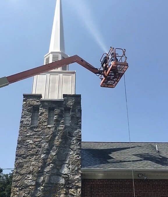 Pressure Washing Church Steeples & Roofs